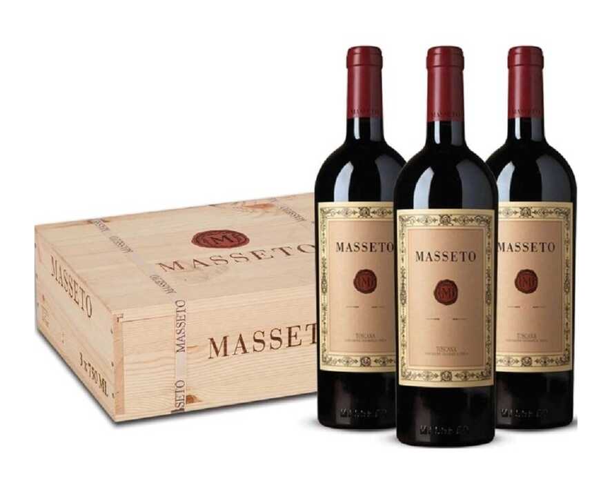 "CASSA RARA" MASSETO 2021 CASSA LEGNO TRE BOTTIGLIE
